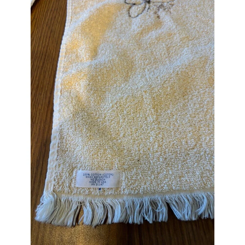 Bundle lot vintage groovy butterfly hand towel set white yellow cottagecore